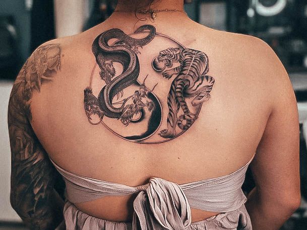 Exquisite Yin Yang Tattoos On Girl