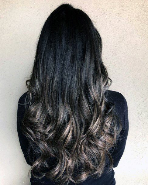 Extra Long Dark Wavy Balayage Women