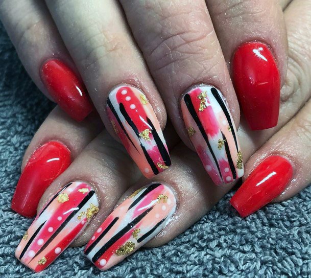 Eye Catching Red Orange Nails For Women