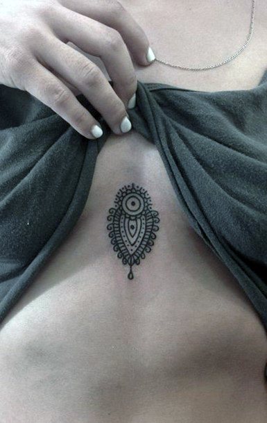 Eye Inside Arabic Art Tattoo Womens Chest