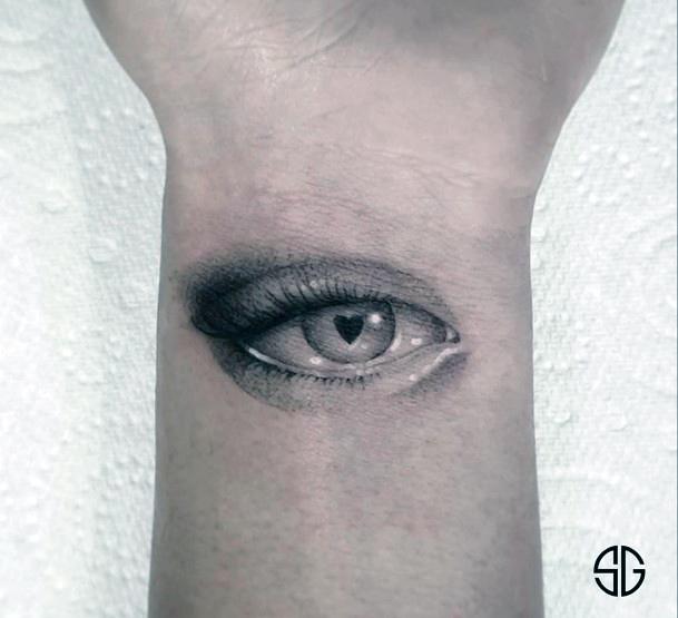 Eye Tattoo With Heart For Women