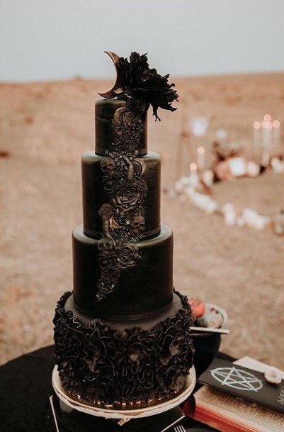 Fab Black Halloween Wedding Cake