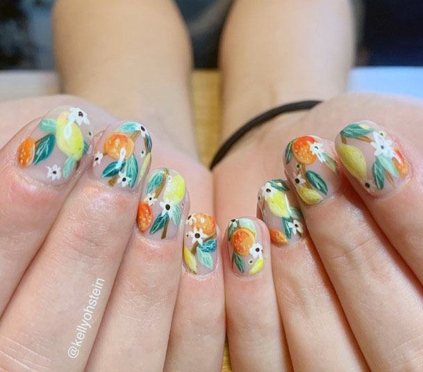 Fabulous Cute Citrus Design For Womens Nails