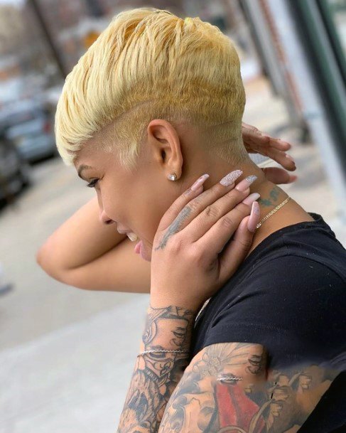 Faded Blonde Pixie Short Hairstyles For Black Women