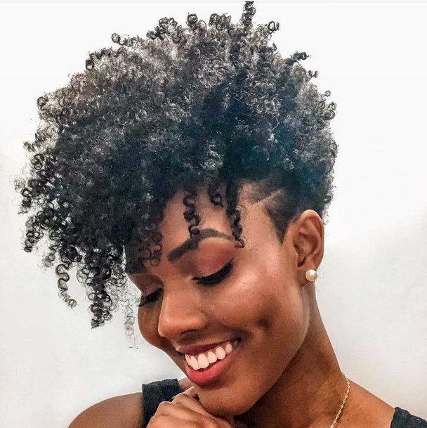 Faded Side Tight Curls Hairstyles For Black Women