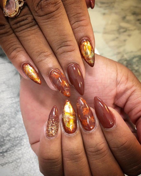 Fall Leaf Womens Nail Ideas