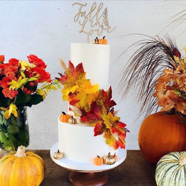 Fall Leaves On Wedding Cake Women