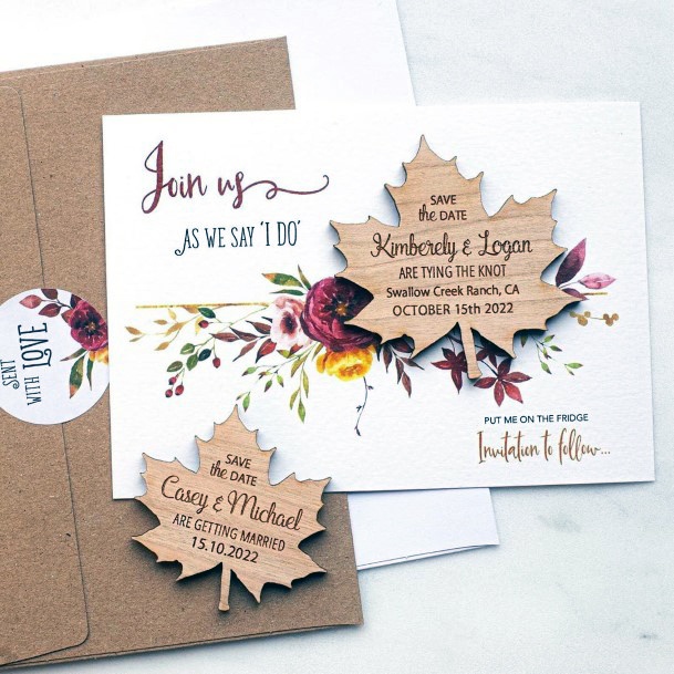 Fall Leaves Wooden Invitation Suite Fall Wedding Ideas