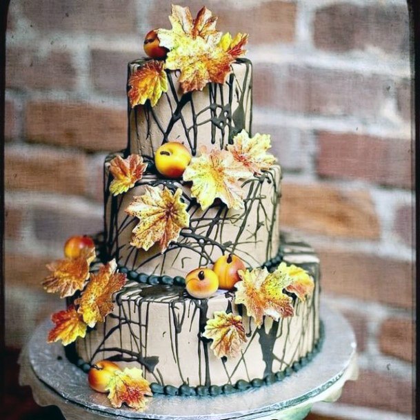 Fall Leaves Yellow Autumn Wedding Cakes Women Art