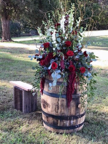 Fall Wedding Flowers Barrel