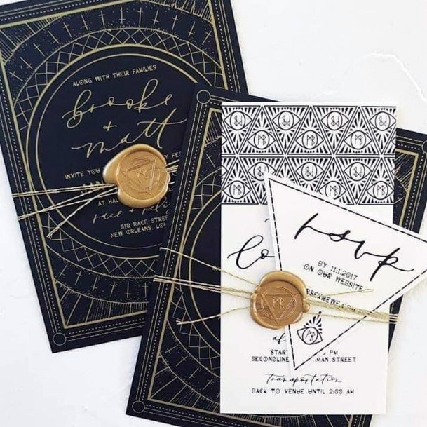 Fall Wedding Ideas Art Deco Black And Gold Invitation Suite