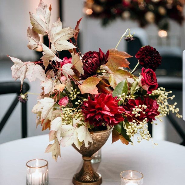 Fall Wedding Ideas Centerpieces Fall Leaves Orange And Red