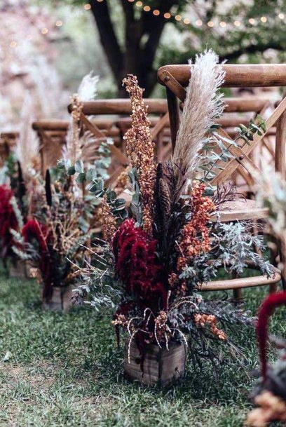 Fall Wedding Ideas Dark Florals Ceremony Aisle Decorations