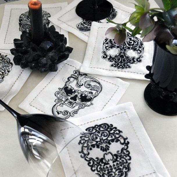 Fall Wedding Ideas Halloween Skull Cocktail Napkin Designs