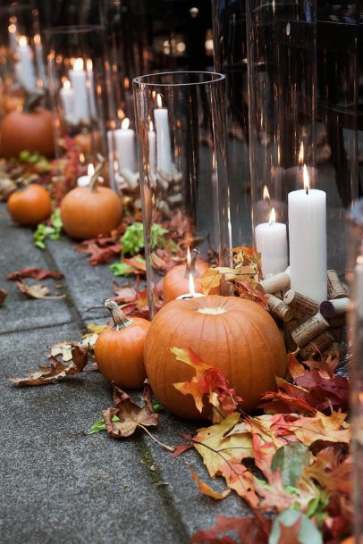 Fall Wedding Ideas Leaves Pumpkins And Candles Rustic Aisle Inspiration