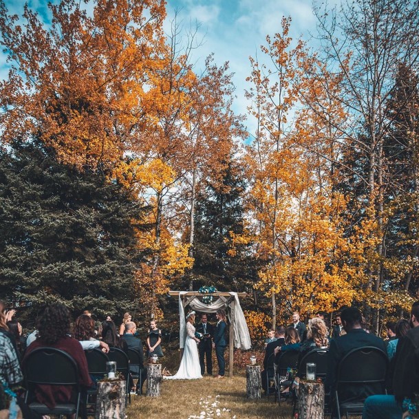 Fall Wedding Ideas Natural Fall Trees Ceremony Landscape Inspiration