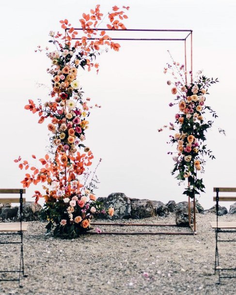 Fall Wedding Ideas Orange Yellow Greenery Arch Climbing Floral Inspiration