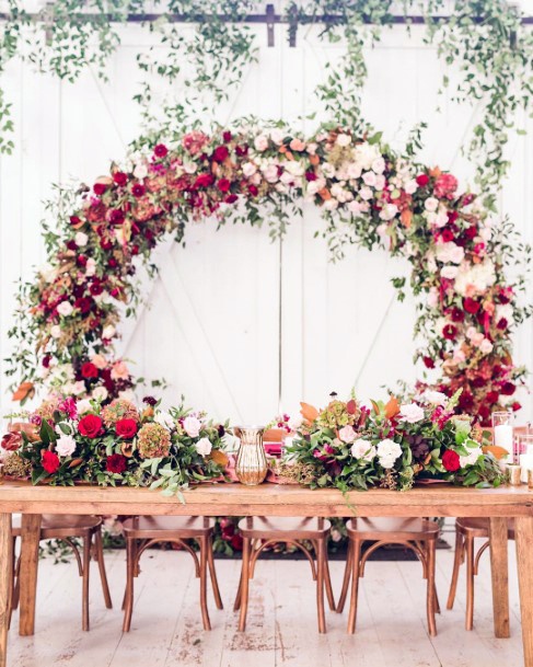 Fall Wedding Ideas Romantic Bridal Table Floral Arch Background And Bouquets