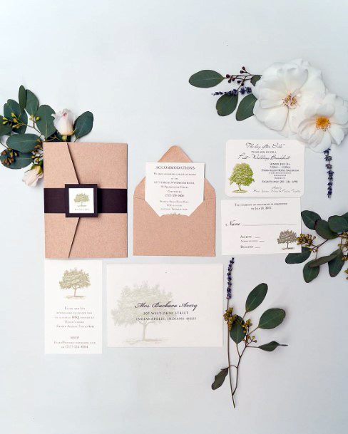 Fall Wedding Ideas Rustic Greenery And Tree Inspired Invitation Suite Inspiration