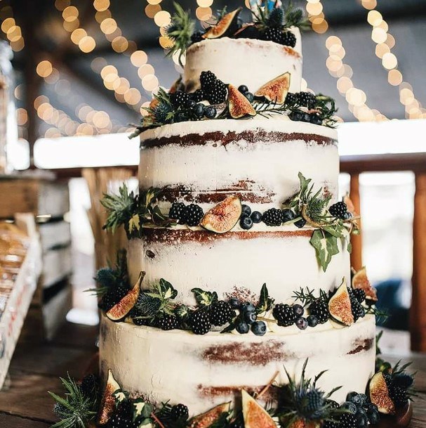 Fall Wedding Ideas Semi Naked Cake With Fresh Fruit Decor Inspiration