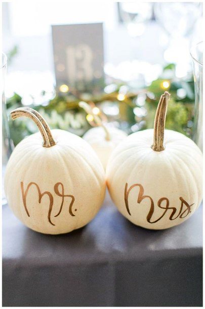 Fall Wedding Ideas White And Gold Table Decor Mr And Mrs Signs