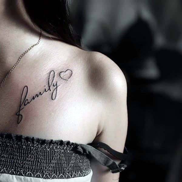 Family Lovely Tattoo Womens Collarbone