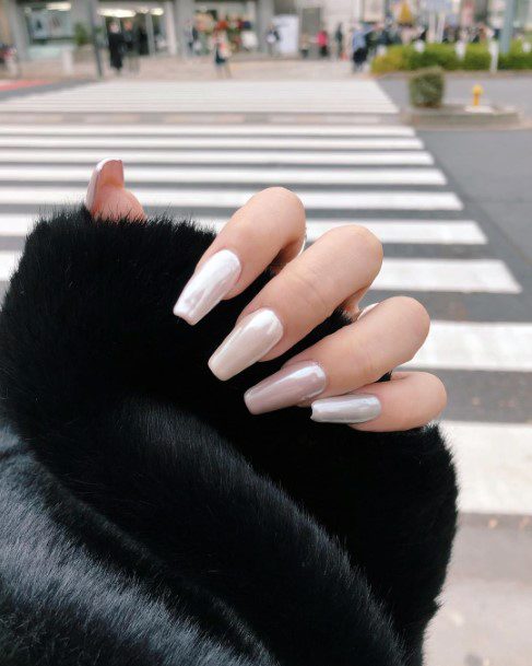 Fancy Pearl White Mirror Nails Inspiration For Ladies