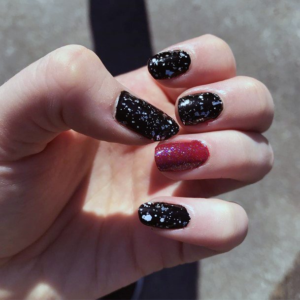 Top 50 Best Black Sparkly Nails For Women - Starry Night Designs