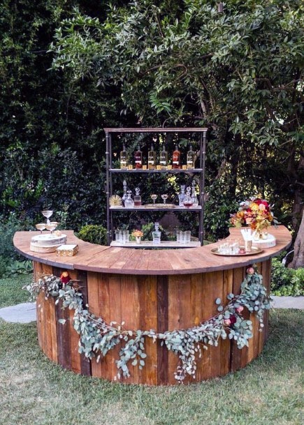 Fancy Vintage Outdoor Drink Bar Wedding Inspiration