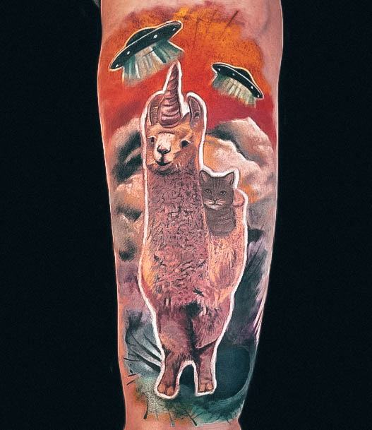 Fantastic Alpaca Tattoo For Women