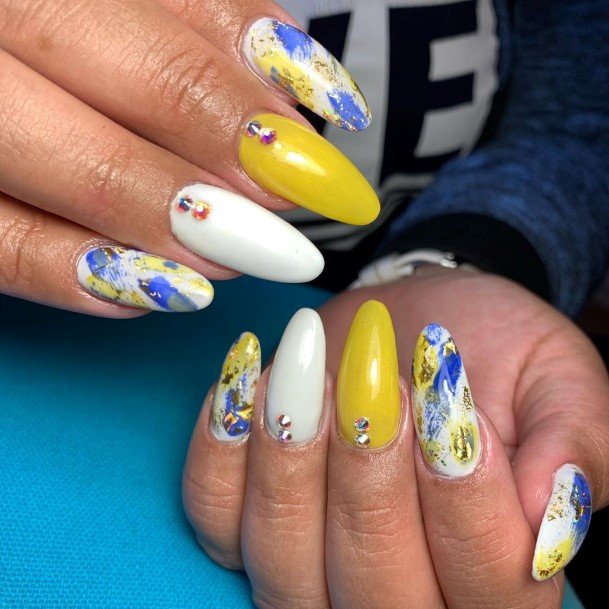 Fantastic Blue And Yellow Nail For Women