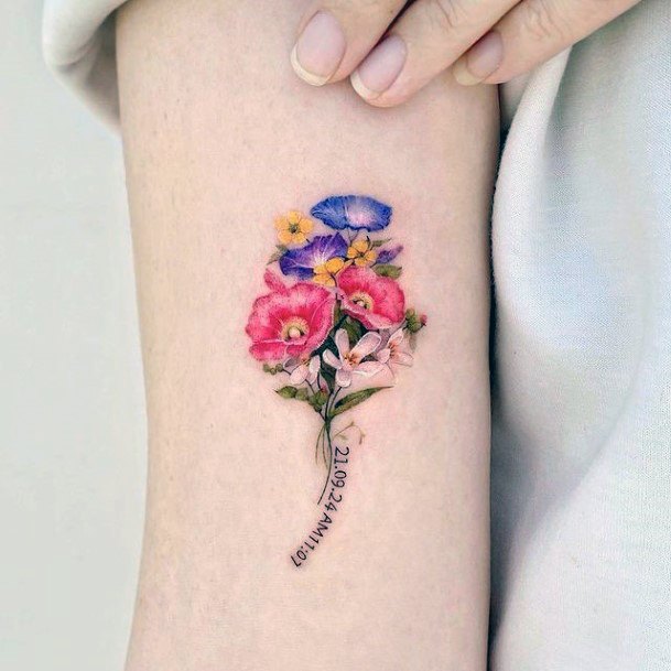 Fantastic Bouquet Tattoo For Women