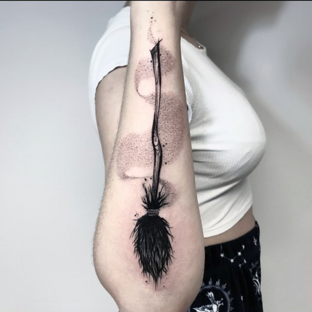 Fantastic Broomstick Tattoo For Women