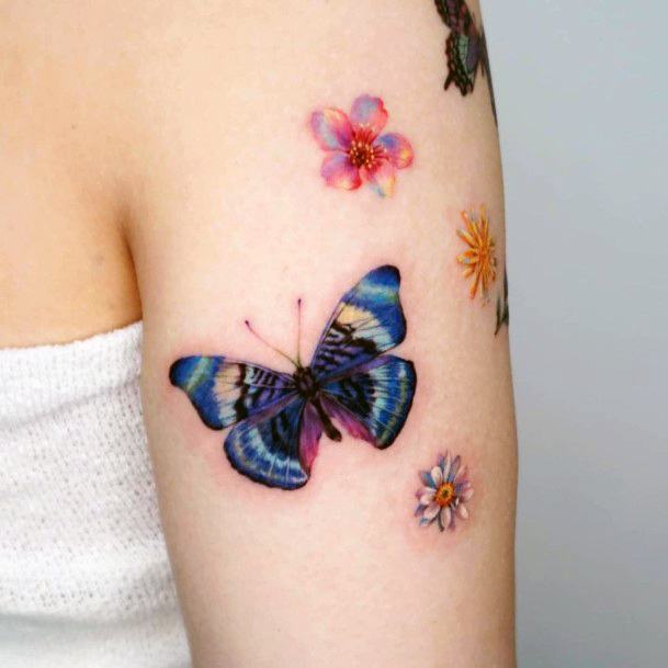 Fantastic Butterfly Flower Tattoo For Women