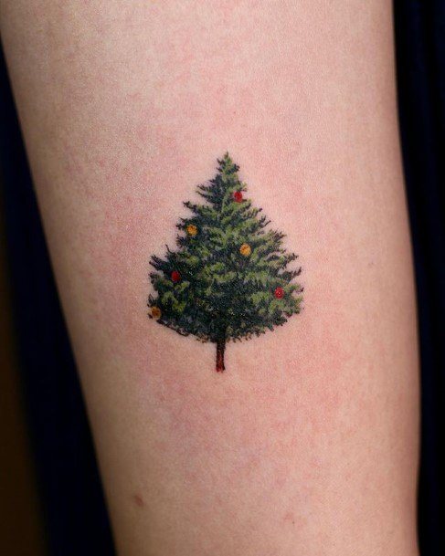 Fantastic Christmas Tree Tattoo For Women