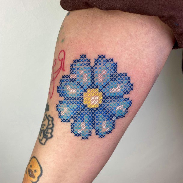 Fantastic Cross Stitch Tattoo For Women