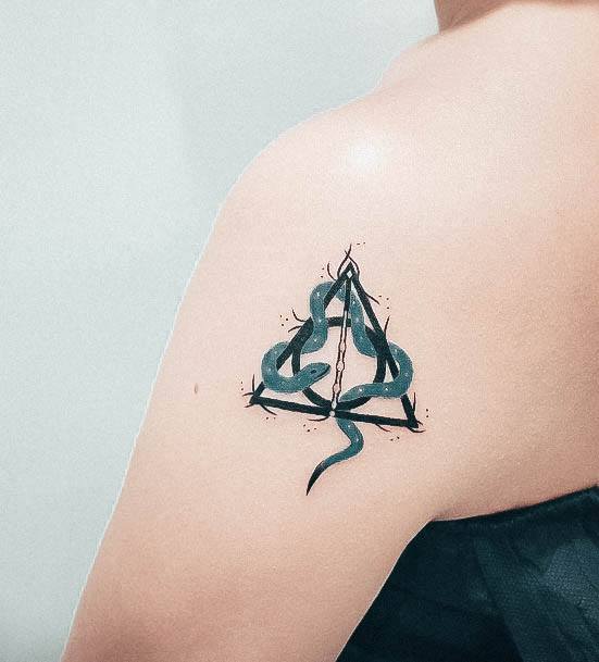 Fantastic Deathly Hallows Tattoo For Women