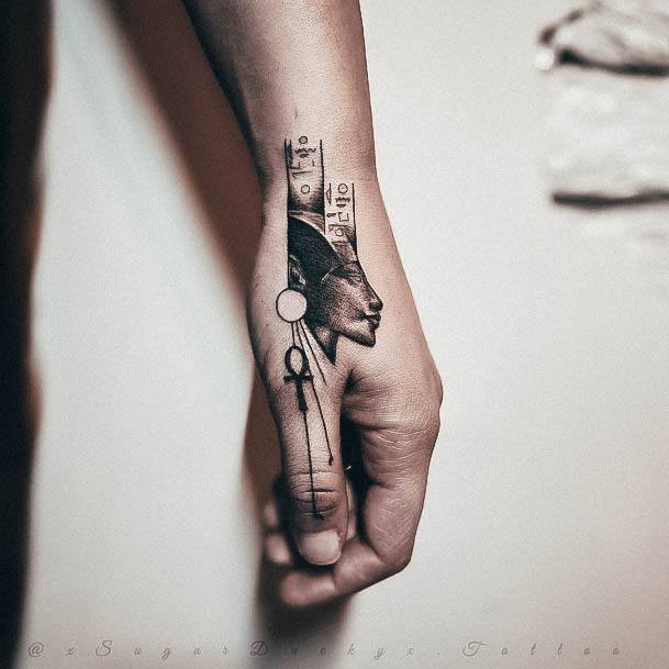 Fantastic Egyptian Tattoo For Women Hand