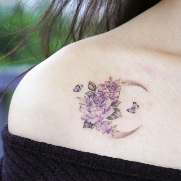 Fantastic Flower Moon Tattoo For Women