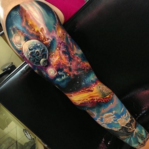 Fantastic Galaxy Tattoo For Women Full Arm Sleeve