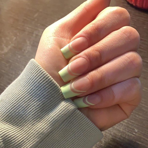 Fantastic Green French Tip Nail For Women