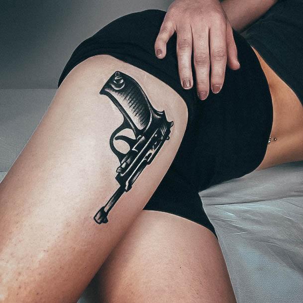 Fantastic Gun Tattoo For Women