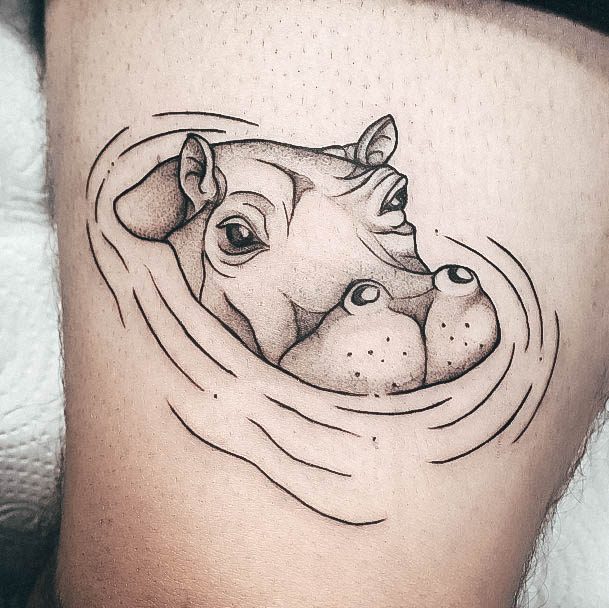 Fantastic Hippo Tattoo For Women