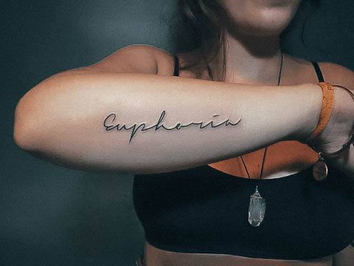 Fantastic Lettering Tattoo For Women