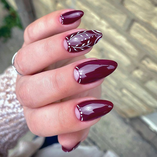 Fantastic Maroon White Nail For Women