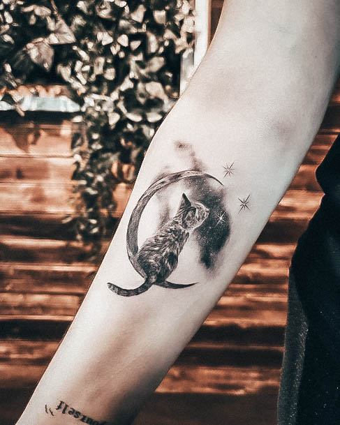 Fantastic Moon And Stars Tattoo For Women