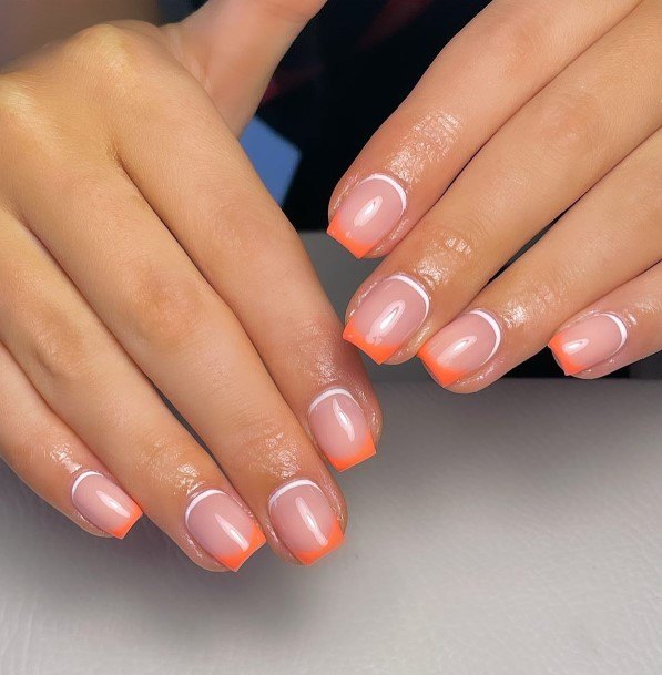 Fantastic Orange And White Nail For Women