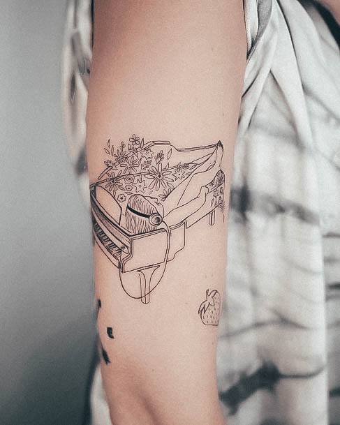 Fantastic Piano Tattoo For Women