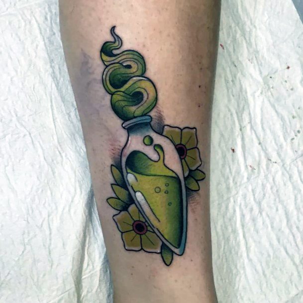 Fantastic Poison Bottle Tattoo For Women