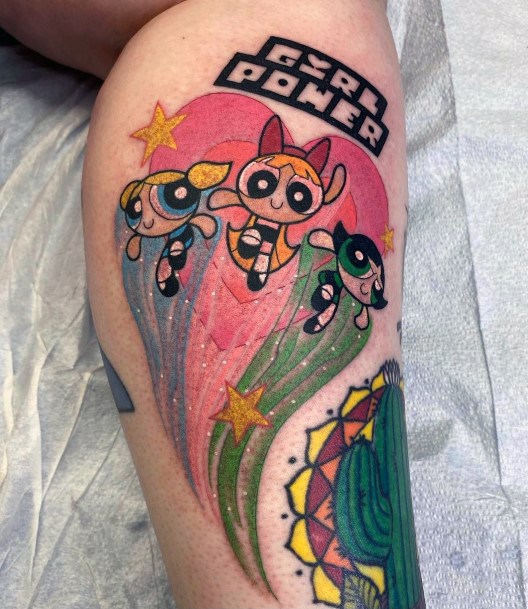 Fantastic Powerpuff Girls Bubbles Tattoo For Women